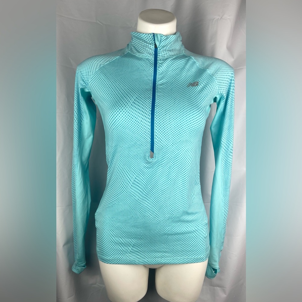 New Balance 1/2 Zip Pull Over Heat Grid Athletic Jacket Size S Teal Excellent